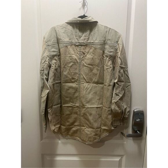 Free People We The Free Short Of It Denim Long-Sleeve Shirt in Tan NWOT size S - Picture 6 of 7